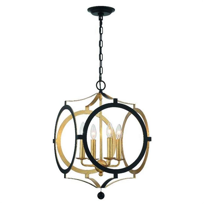 Image 3 Crystorama Odelle 20" Wide Black Antique Gold 4-Light Foyer Chandelier more views