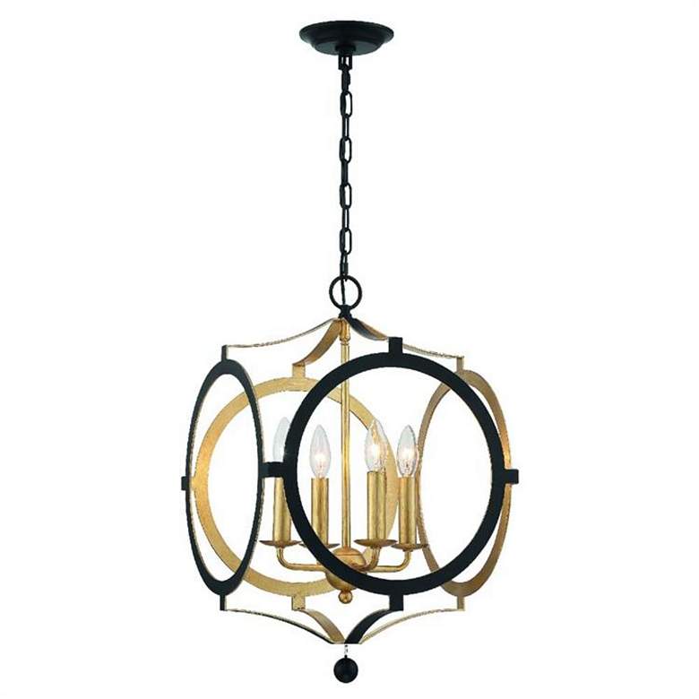 Image 3 Crystorama Odelle 20 inch Wide Black Antique Gold 4-Light Foyer Chandelier more views