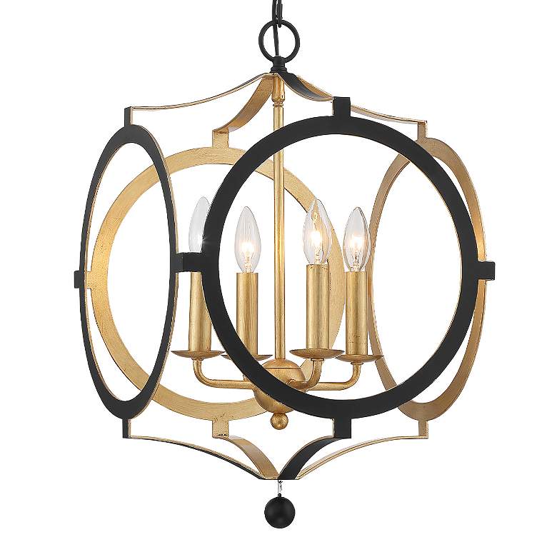 Image 4 Crystorama Odelle 20 inch Wide Black Antique Gold 4-Light Foyer Chandelier more views