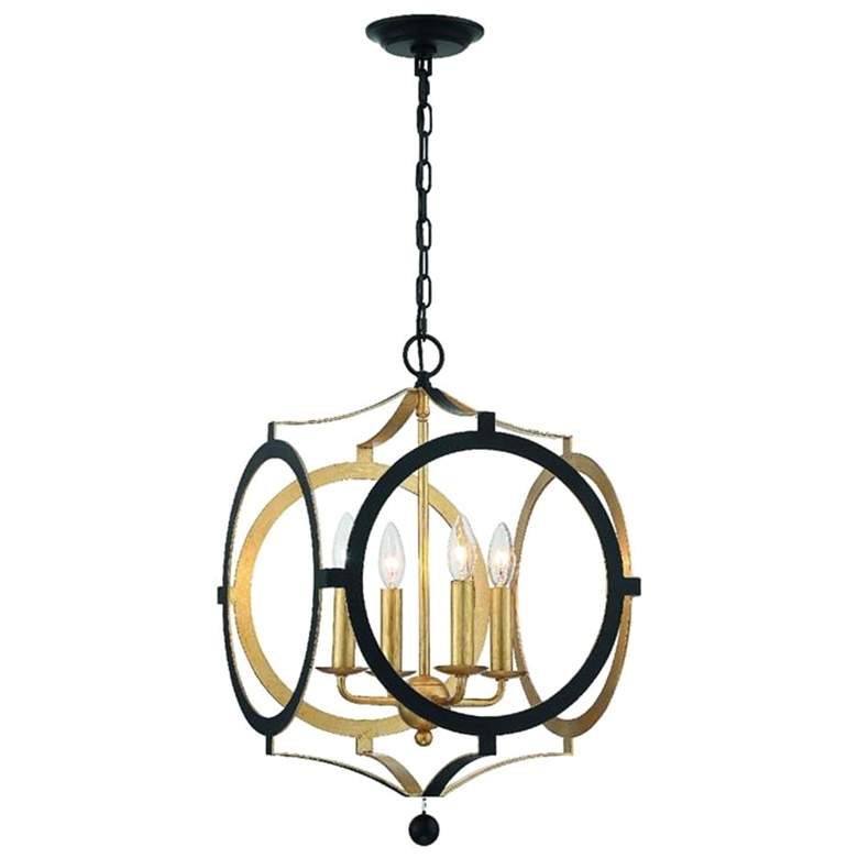 Image 5 Crystorama Odelle 20 inch Wide Black Antique Gold 4-Light Foyer Chandelier more views