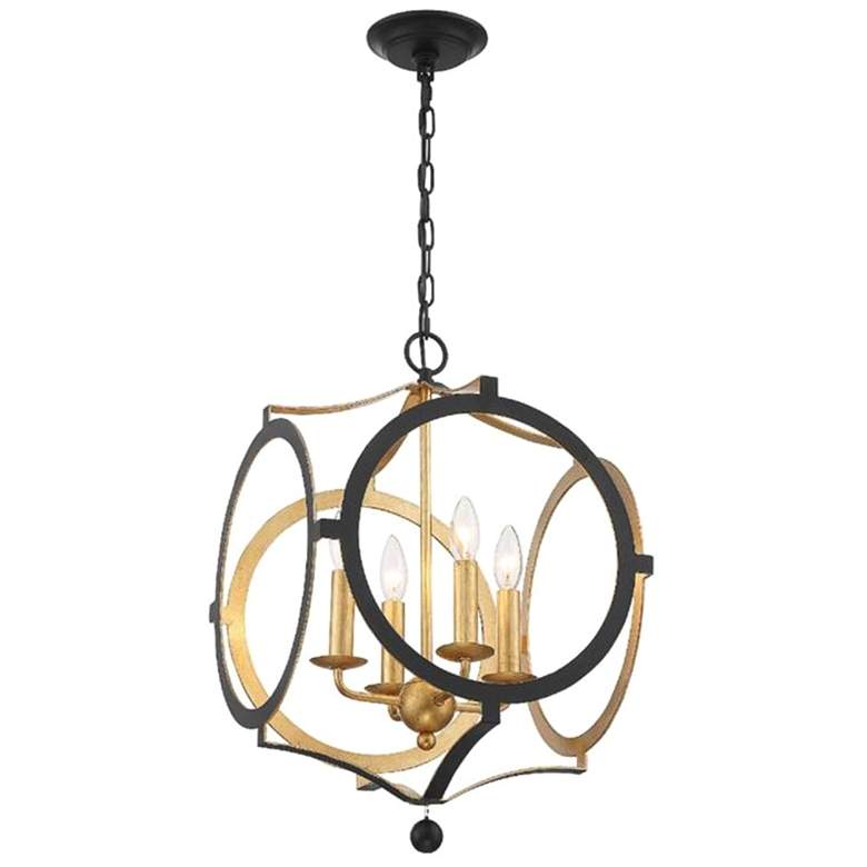 Image 6 Crystorama Odelle 20 inch Wide Black Antique Gold 4-Light Foyer Chandelier more views