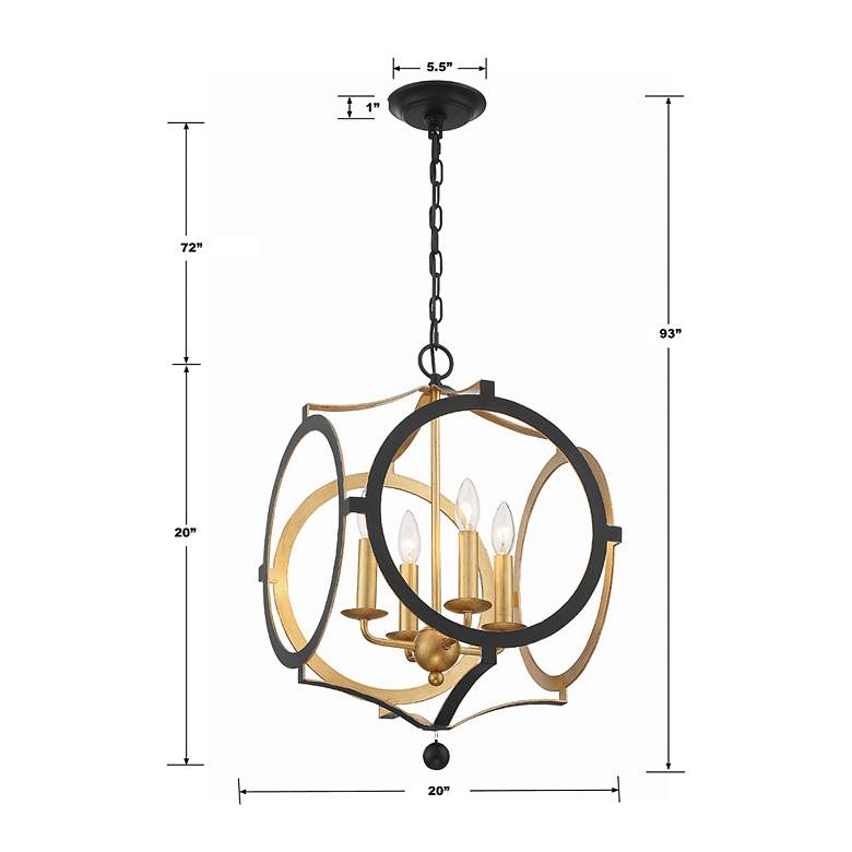Image 7 Crystorama Odelle 20" Wide Black Antique Gold 4-Light Foyer Chandelier more views
