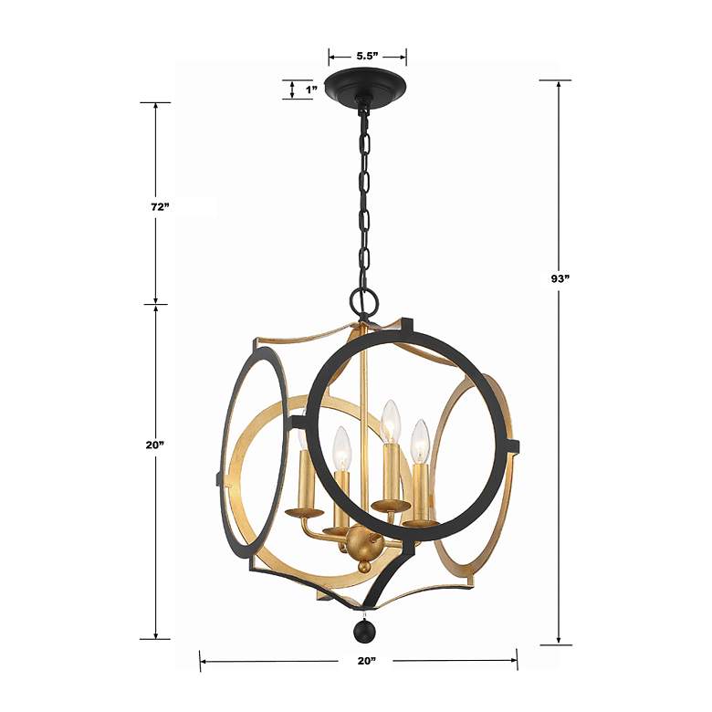 Image 7 Crystorama Odelle 20 inch Wide Black Antique Gold 4-Light Foyer Chandelier more views