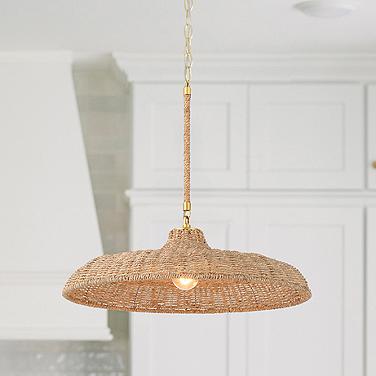 Crystorama Odessa 20 1/2" WIde Gold and Natural Rope Pendant