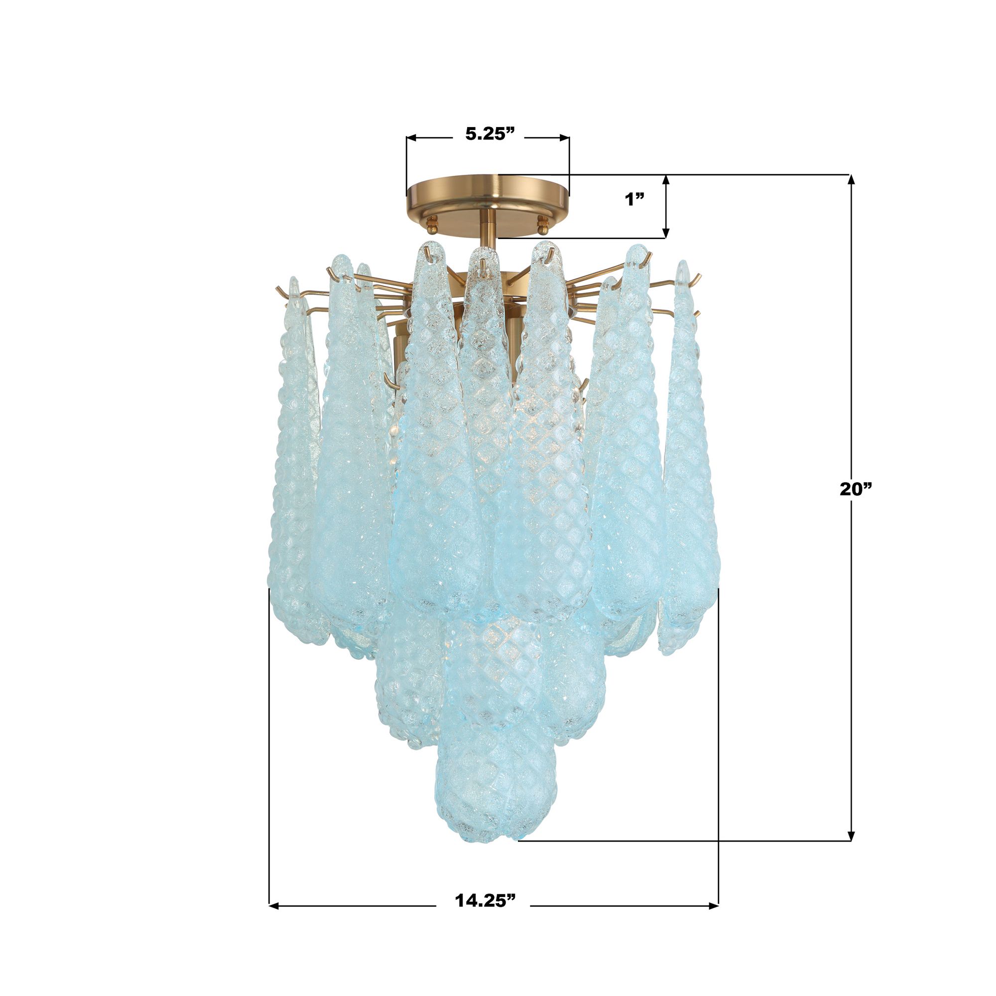 Crystorama Ollie 14.25'' Aged Brass Semi Flush Mount