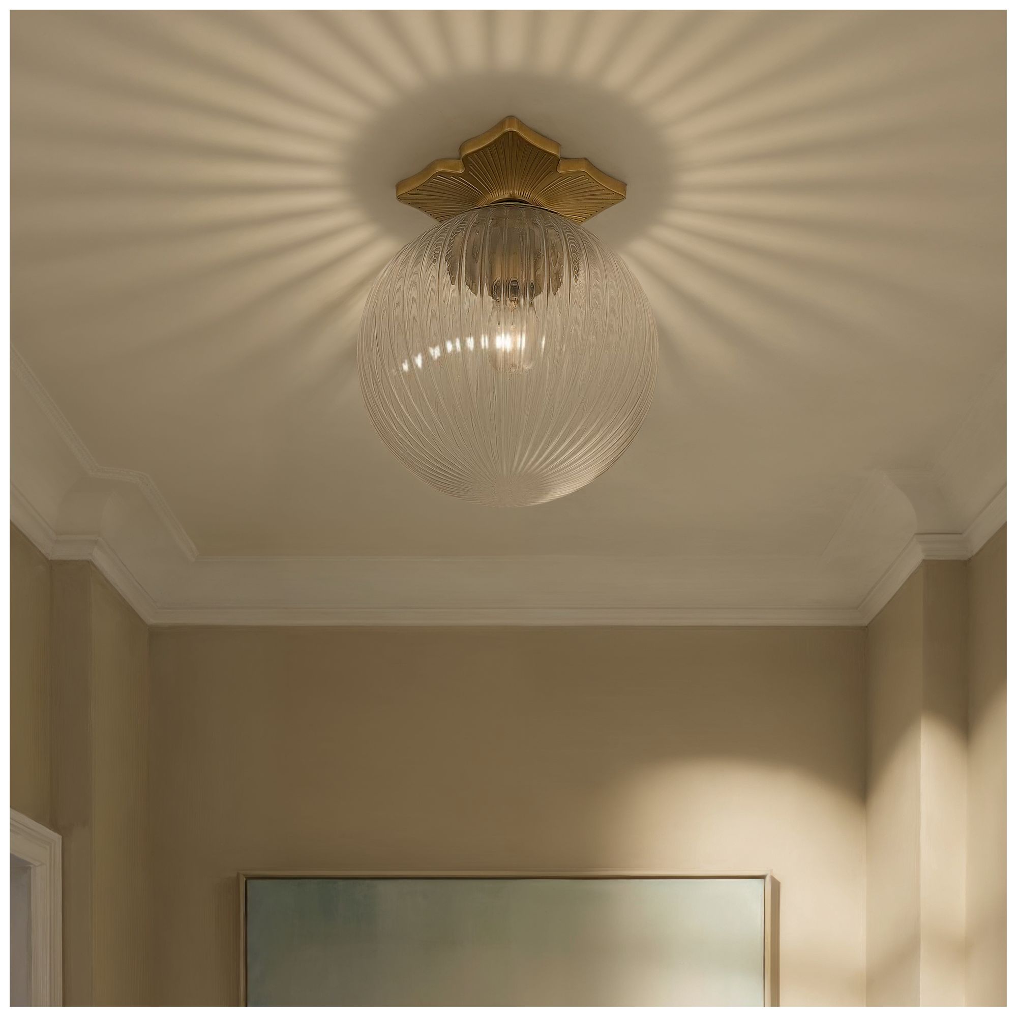 Crystorama Orly 10'' Aged Brass Semi Flush Mount