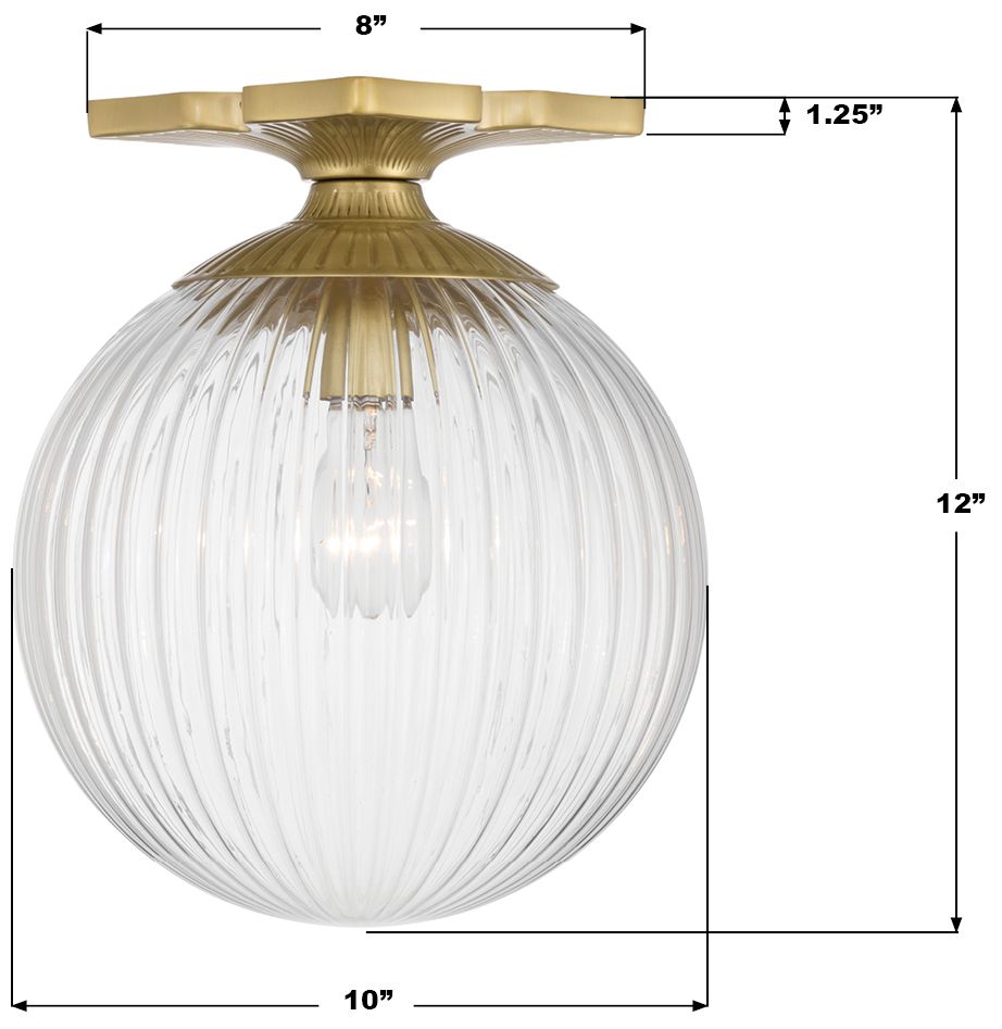 Crystorama Orly 10'' Aged Brass Semi Flush Mount