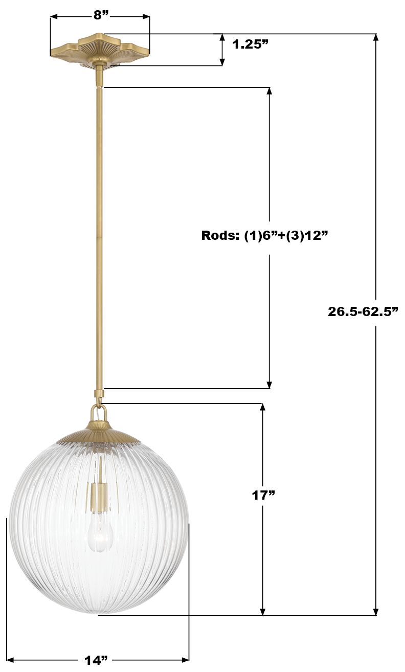 Image 7 Crystorama Orly 14'' Aged Brass Pendant more views