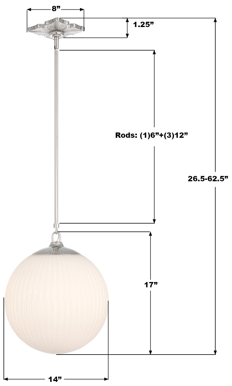 Image 7 Crystorama Orly 14'' Polished Nickel Pendant more views