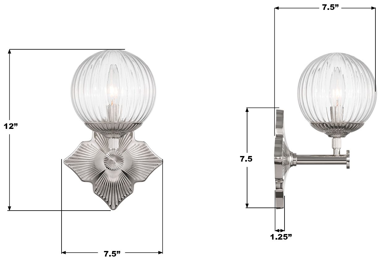 Image 7 Crystorama Orly 7.5'' Polished Nickel Sconce more views