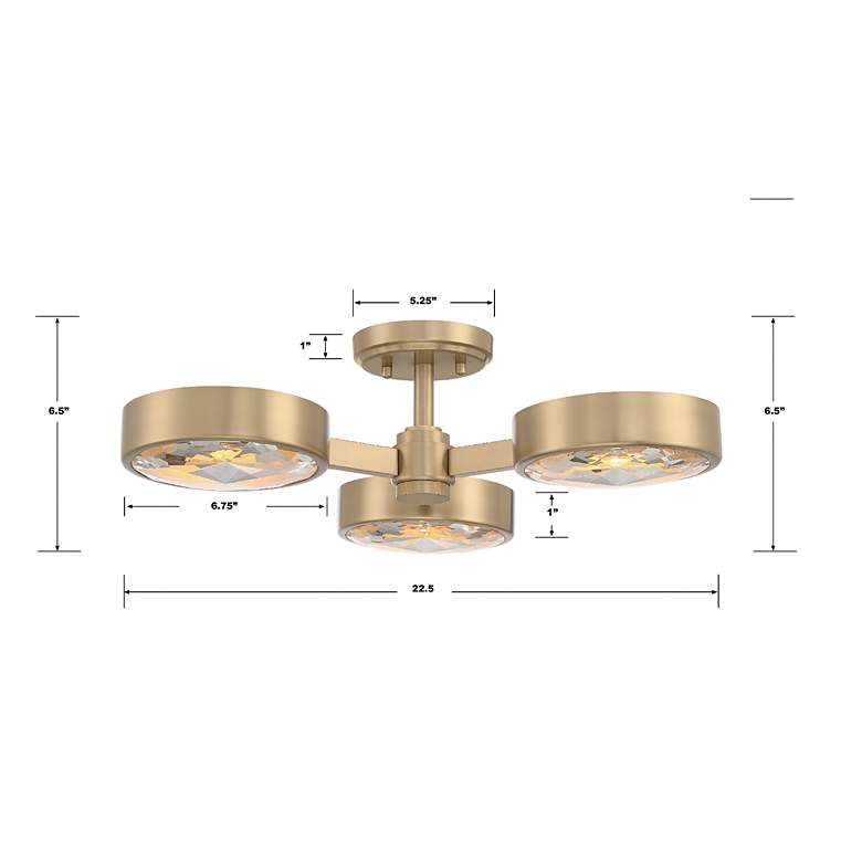 Image 7 Crystorama Orson 22 1/2"W Modern Gold 3-Light Ceiling Light more views