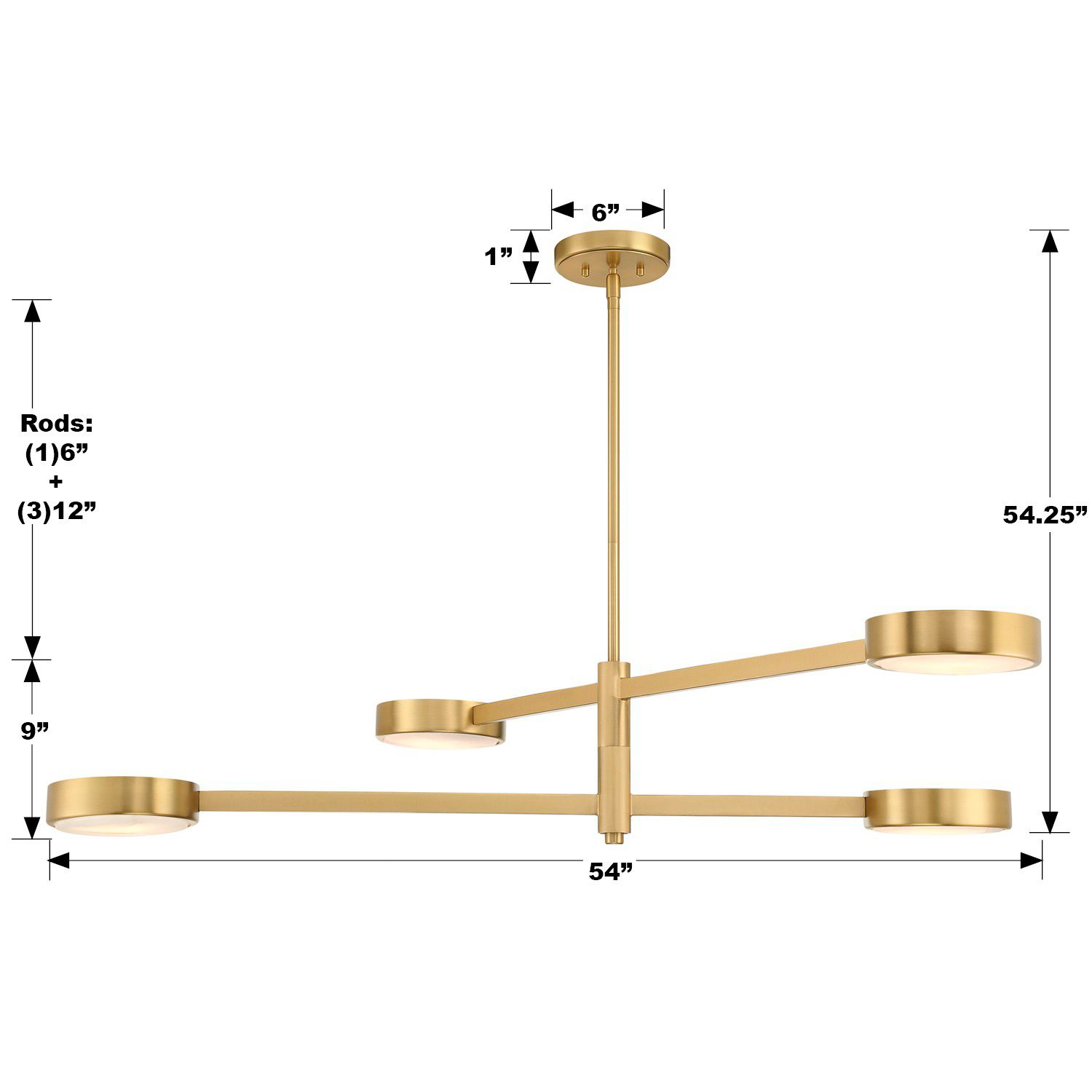 Image 5 Crystorama Orson 54'' Modern Gold Linear Chandelier more views