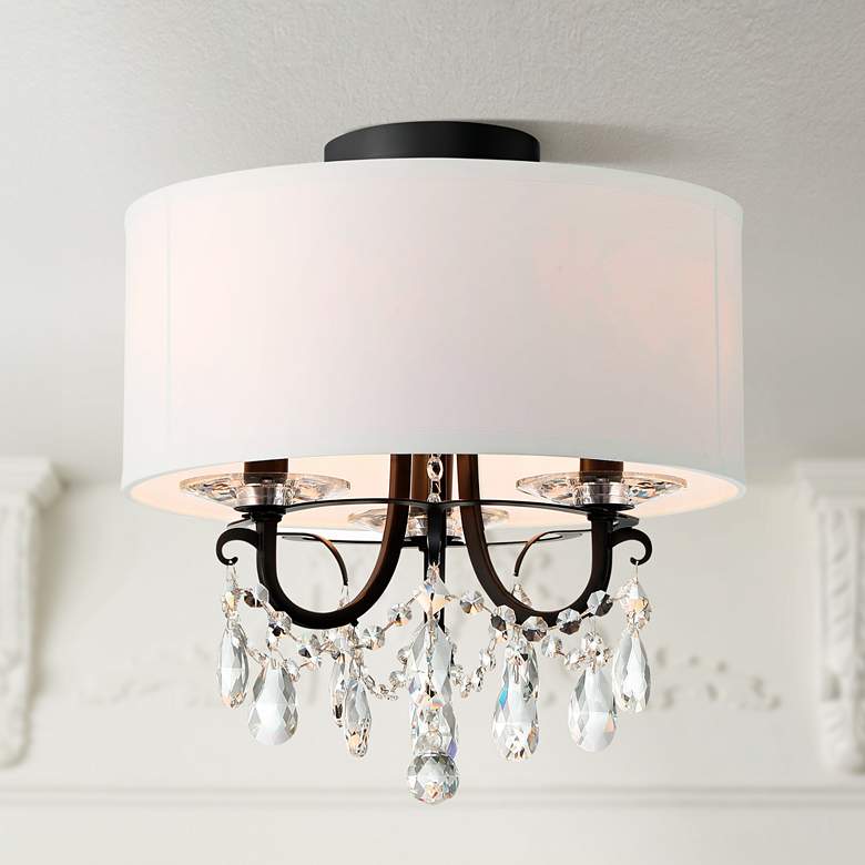 Image 1 Crystorama Othello 14" Wide Matte Black Ceiling Light