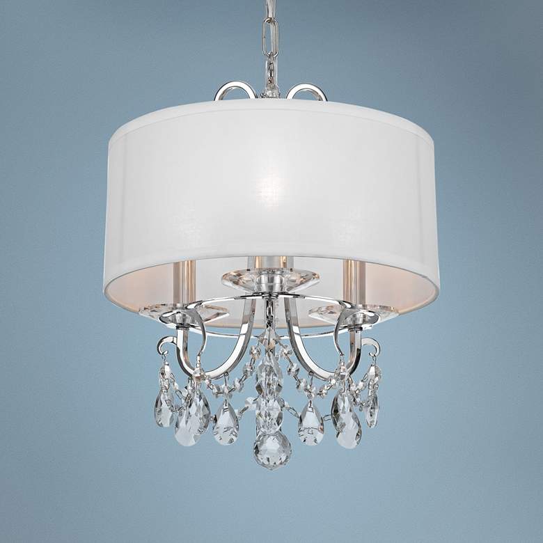 Image 1 Crystorama Othello 15" Wide Polished Chrome Drum Shade Chandelier