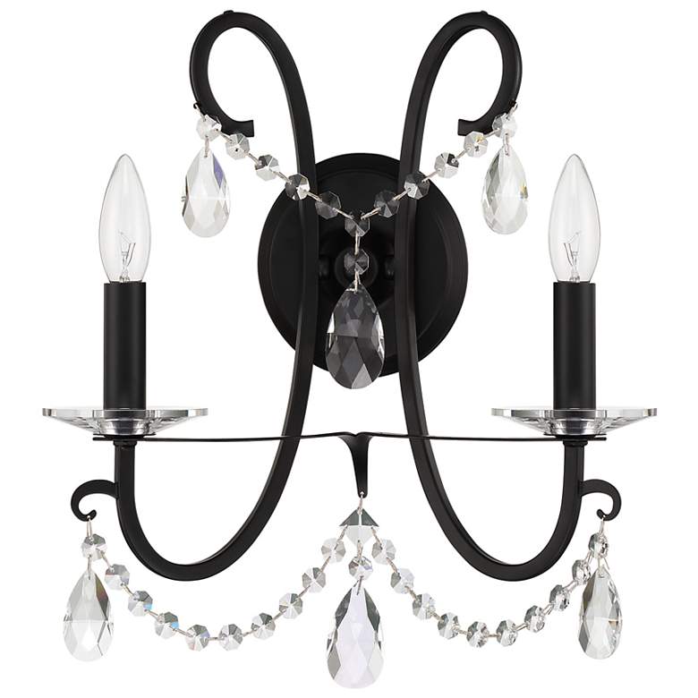 Image 1 Crystorama Othello 16" High Matte Black 2-Light Wall Sconce