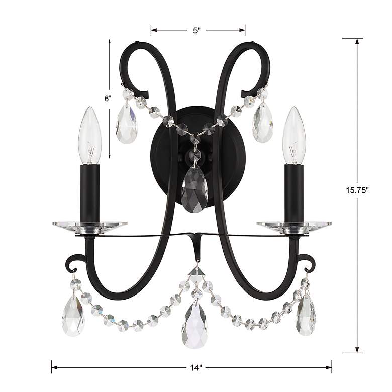Image 5 Crystorama Othello 16" High Matte Black 2-Light Wall Sconce more views