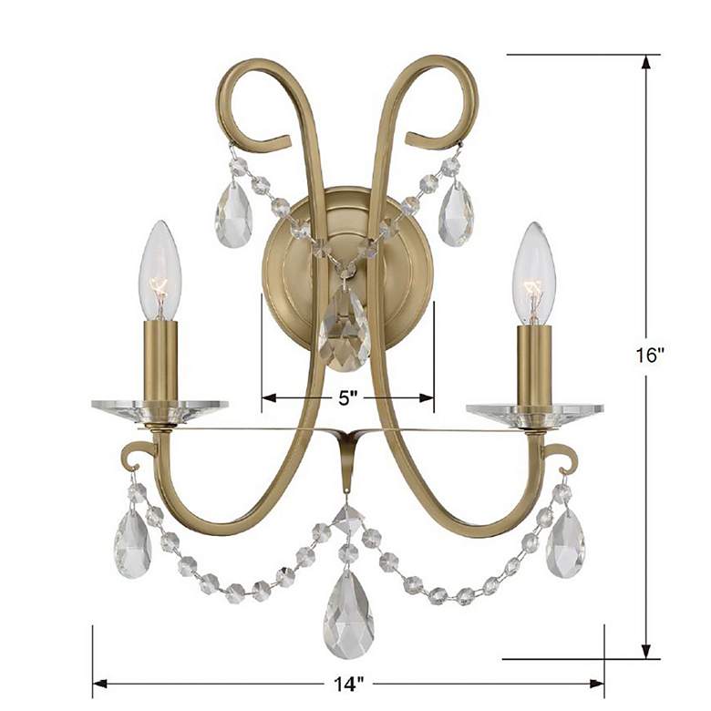 Image 4 Crystorama Othello 16 inch High Vibrant Gold 2-Light Wall Sconce more views