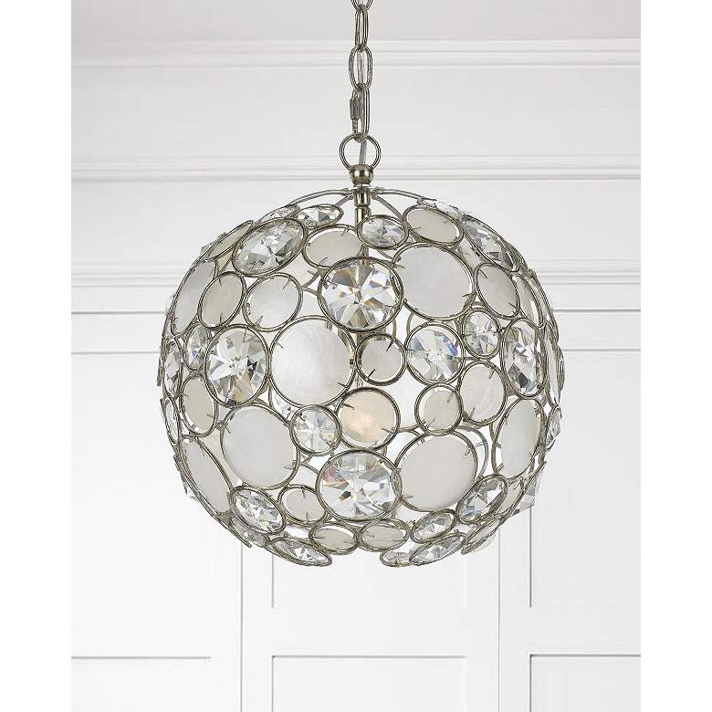 Image 6 Crystorama Palla 13" Wide Antique Silver Orb Pendant Light more views