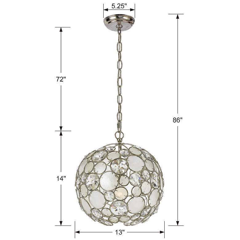 Image 7 Crystorama Palla 13" Wide Antique Silver Orb Pendant Light more views