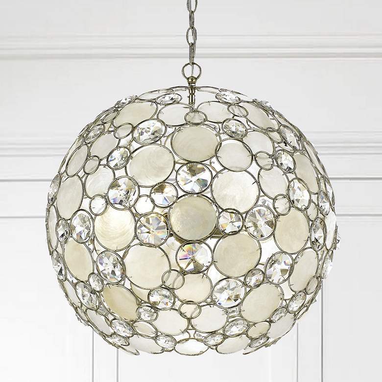 Image 7 Crystorama Palla 22" Wide Antique Silver Orb Pendant Light more views