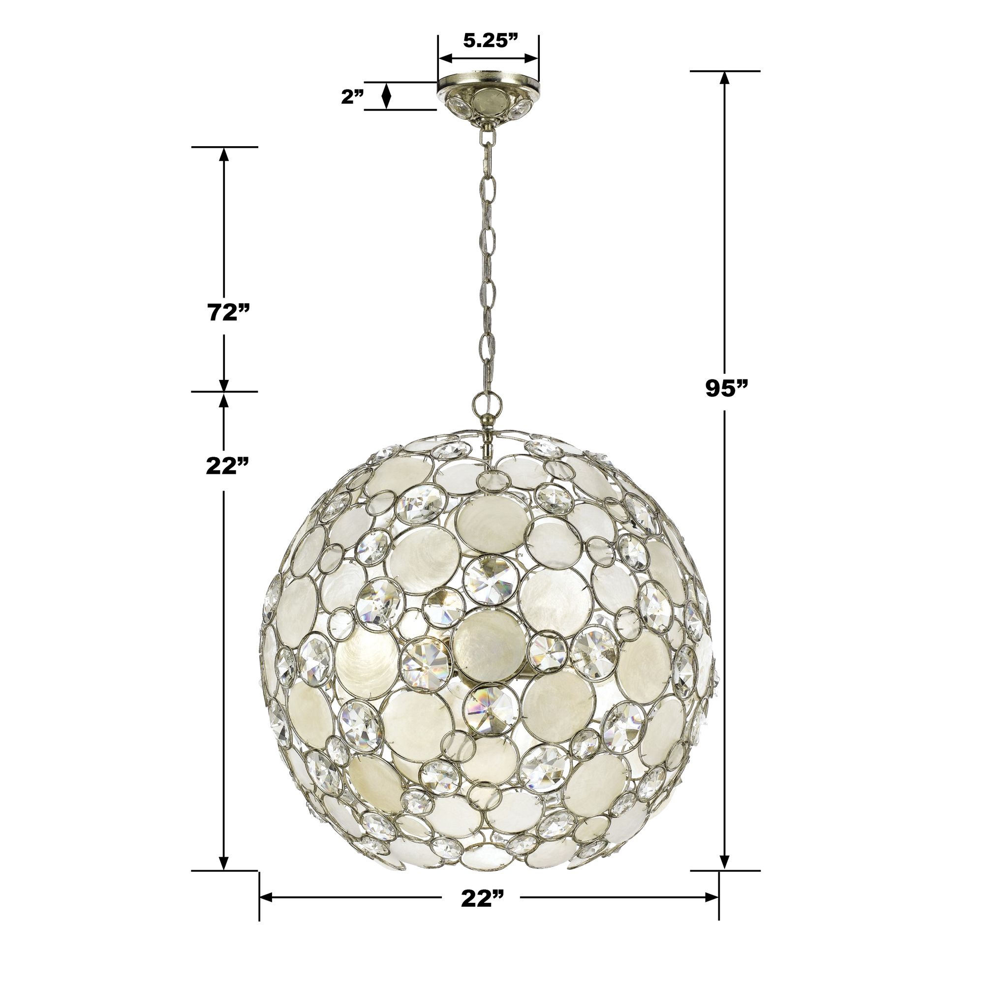 Crystorama Palla 22" Wide Antique Silver Orb Pendant Light