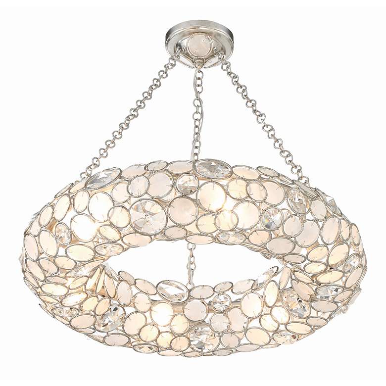Image 4 Crystorama Palla 24" Wide Antique Silver Ring Pendant Light more views
