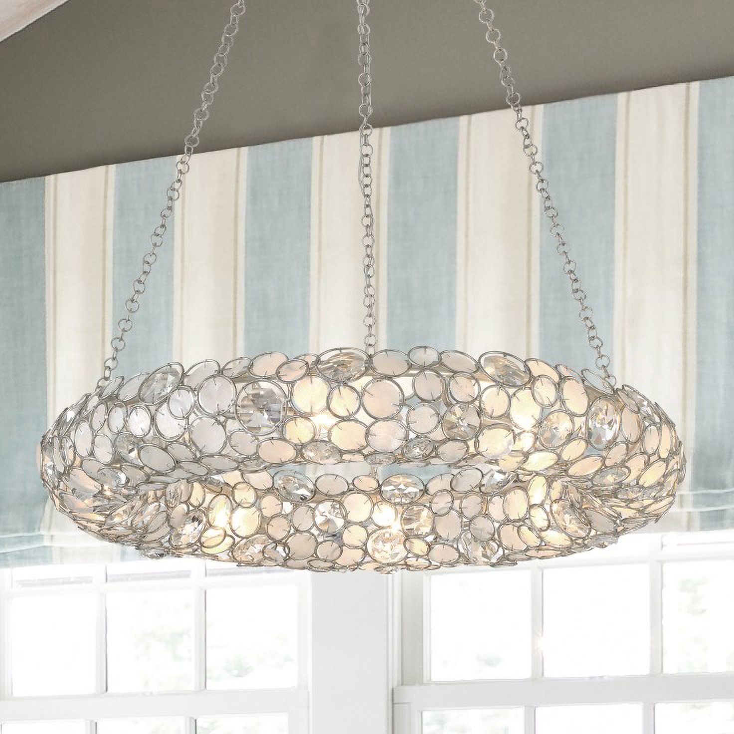 Crystorama Palla 32" Wide Antique Silver 8-Light Chandelier in scene