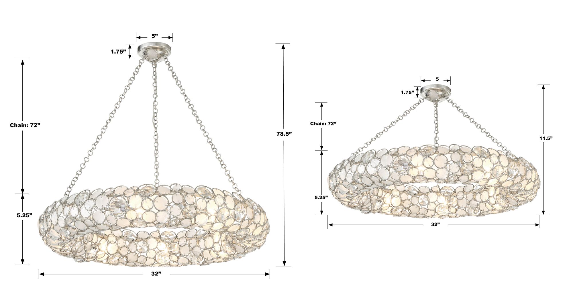 Crystorama Palla 32" Wide Antique Silver 8-Light Chandelier in scene