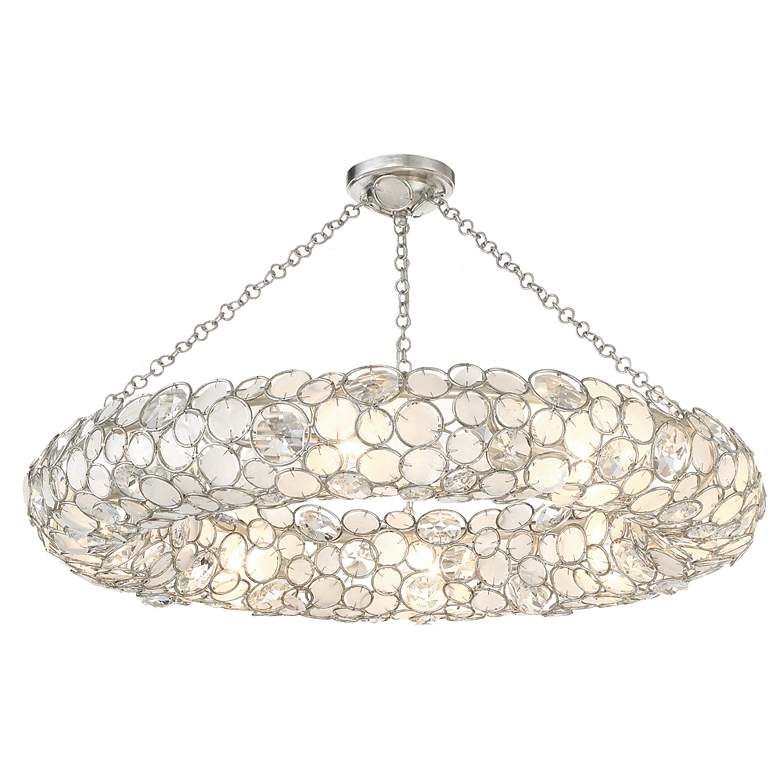 Image 2 Crystorama Palla 32"W Antique Silver Ceiling Light