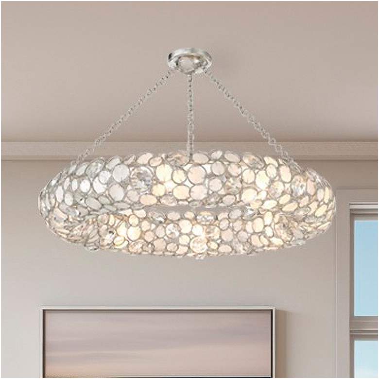 Image 1 Crystorama Palla 32"W Antique Silver Ceiling Light