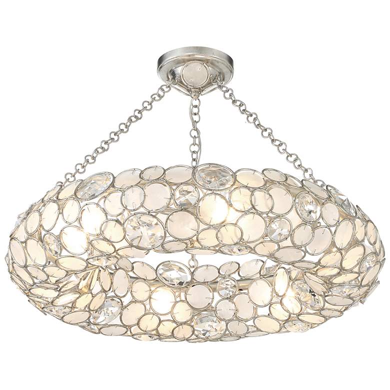 Image 2 Crystorama Palla 6 Light Antique Silver Semi Flush Mount