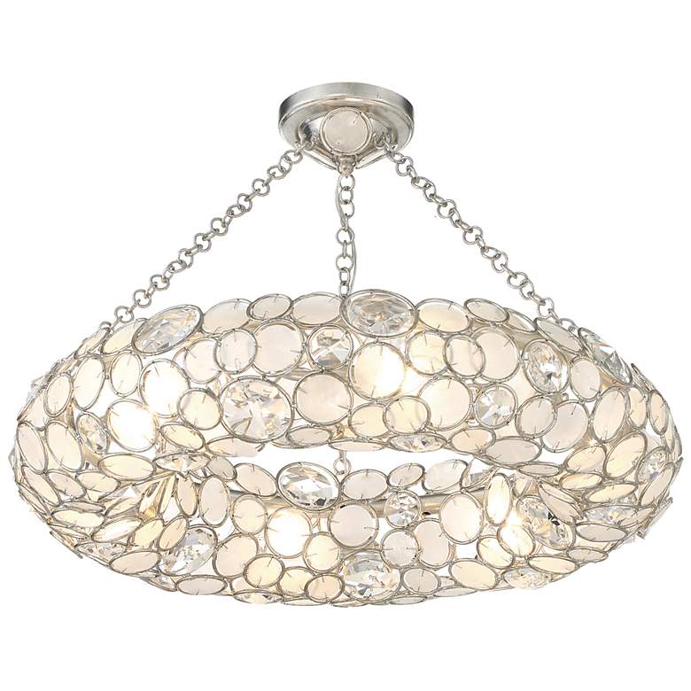 Image 1 Crystorama Palla 6 Light Antique Silver Semi Flush Mount