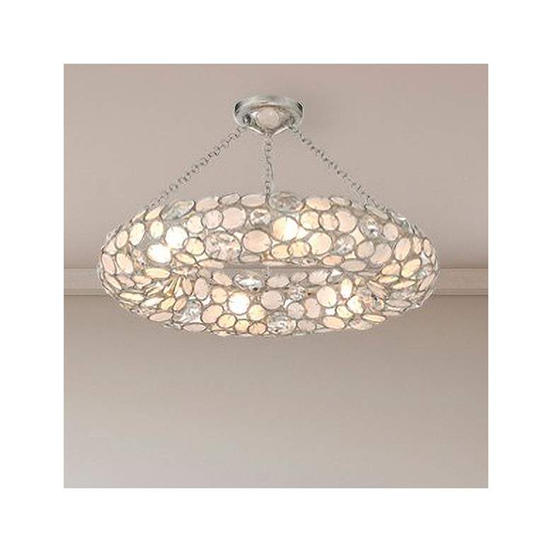 Image 1 Crystorama Palla 6 Light Antique Silver Semi Flush Mount