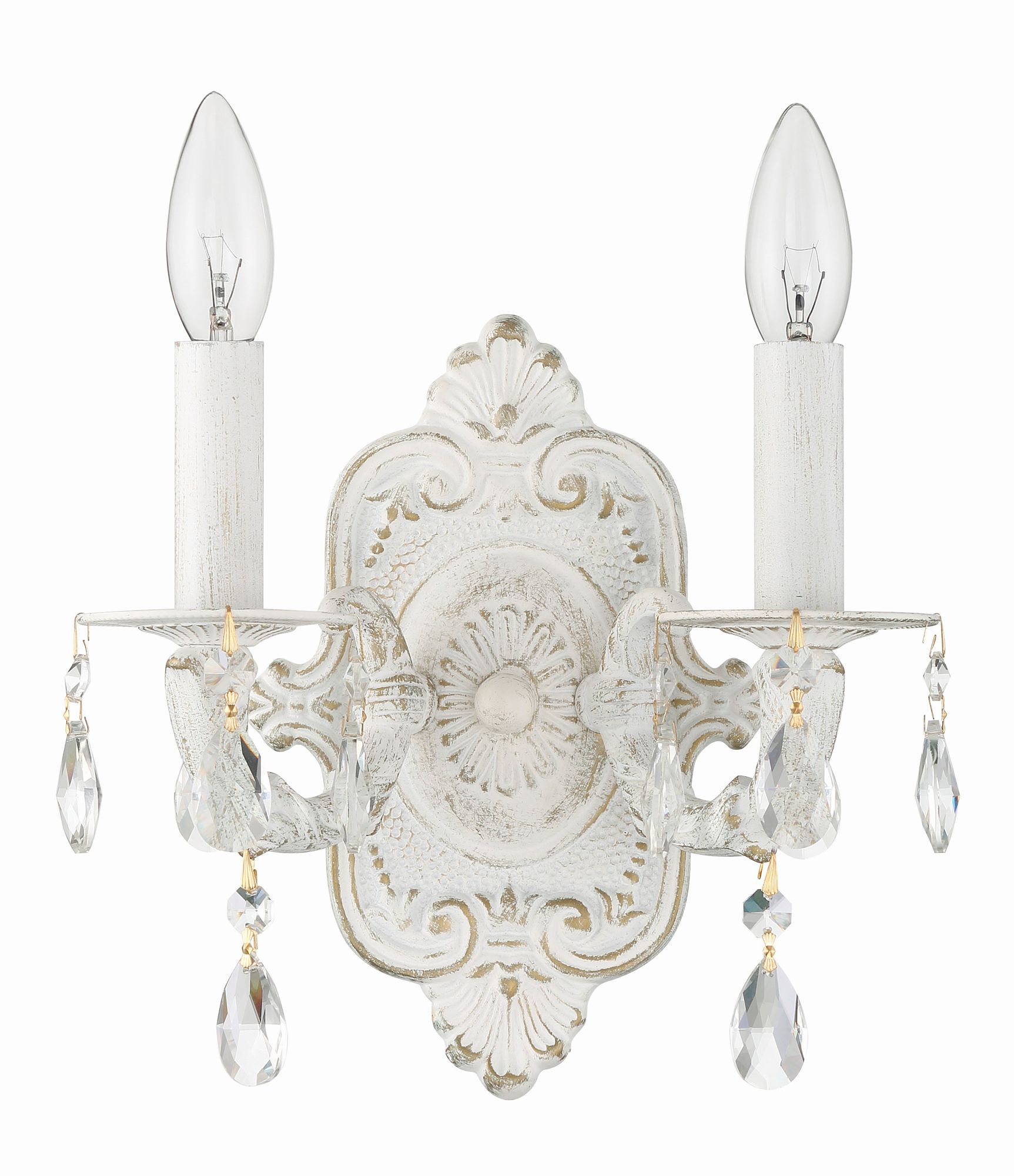 Image 2 Crystorama Paris Market 10'' Hand Cut Crystal Antique White Sconce more views