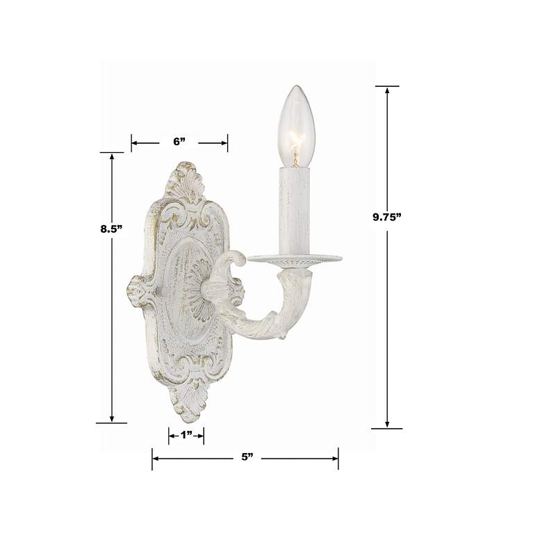 Image 5 Crystorama Paris Market 9 1/2"H Antique White Wall Sconce more views
