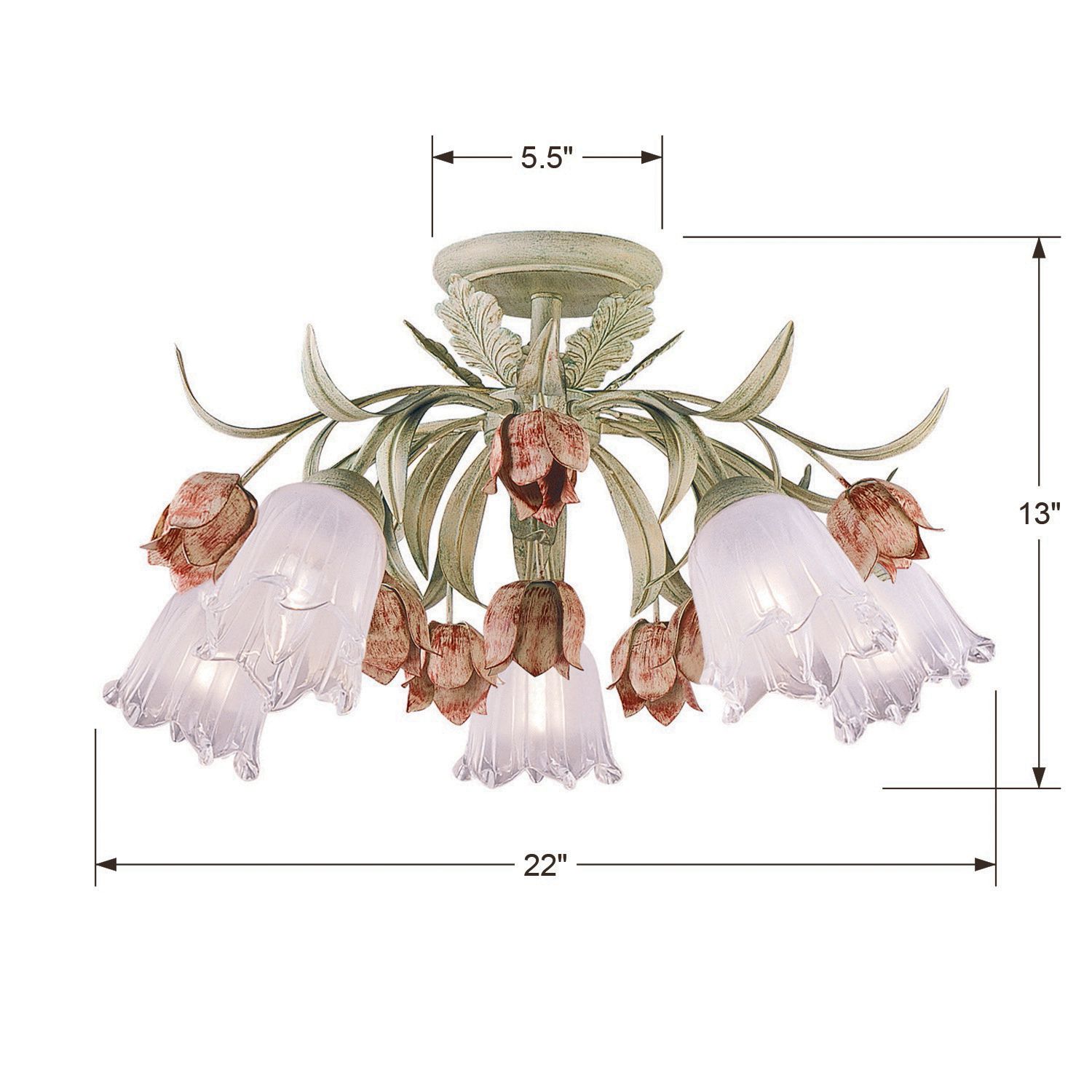 Crystorama Parisian Flower 22" Wide Art Glass Ceiling Light in scene