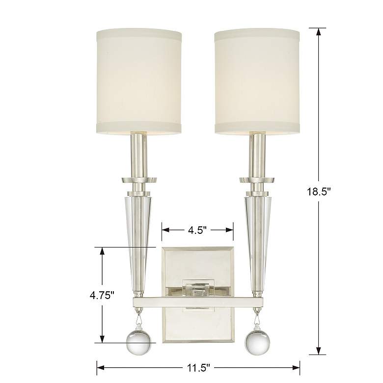 Image 5 Crystorama Paxton 18 1/2" High 2-Light Nickel Sconce more views