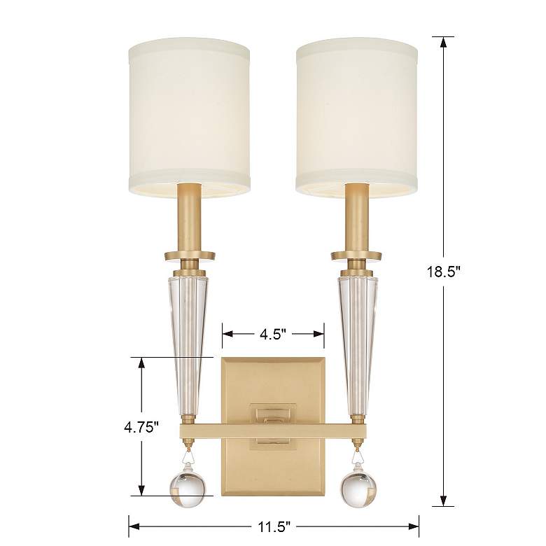 Image 4 Crystorama Paxton 18 1/2"H Antique Gold 2-Light Wall Sconce more views