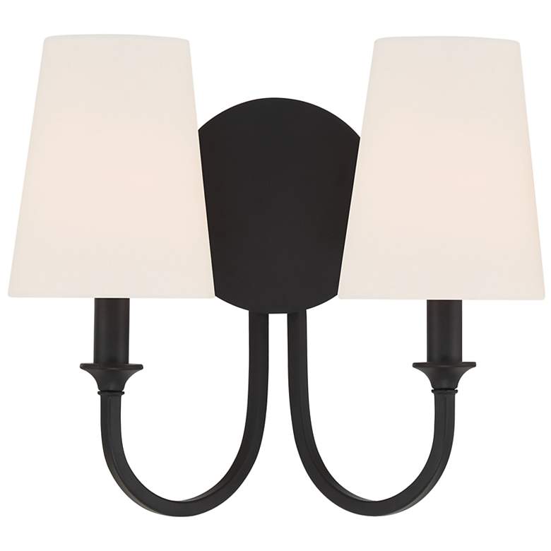 Image 1 Crystorama Payton 11 3/4"H Black Forged 2-Light Wall Sconce