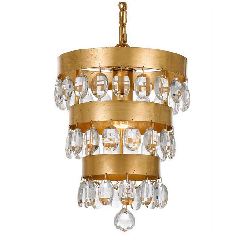 Image 2 Crystorama Perla 10 inchW Antique Gold Crystal Mini-Chandelier