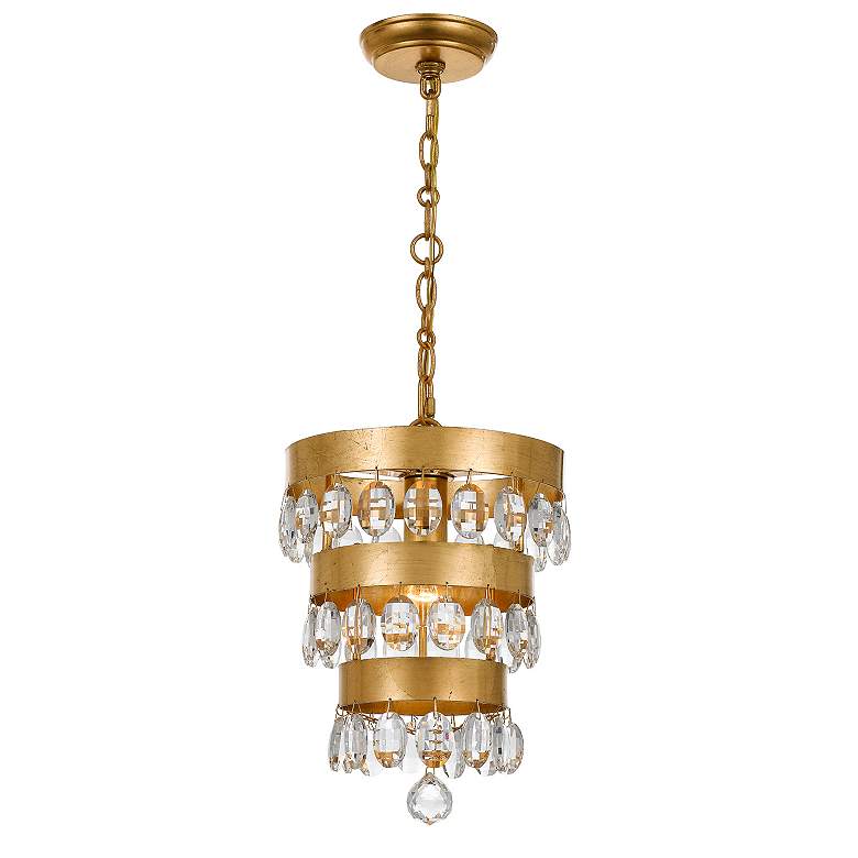 Image 3 Crystorama Perla 10"W Antique Gold Crystal Mini-Chandelier more views