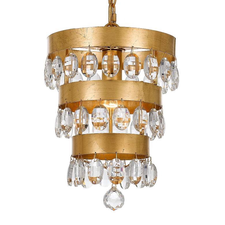Image 4 Crystorama Perla 10"W Antique Gold Crystal Mini-Chandelier more views