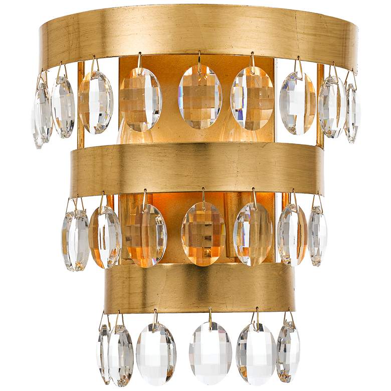Image 1 Crystorama Perla 11 1/4" High Antique Gold Wall Sconce