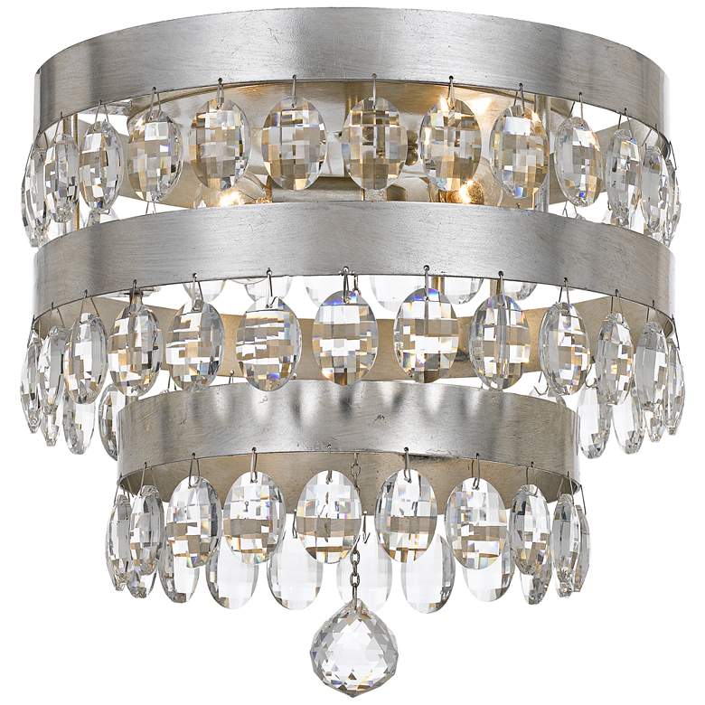 Image 1 Crystorama Perla 13 3/4"W Antique Silver Ceiling Light