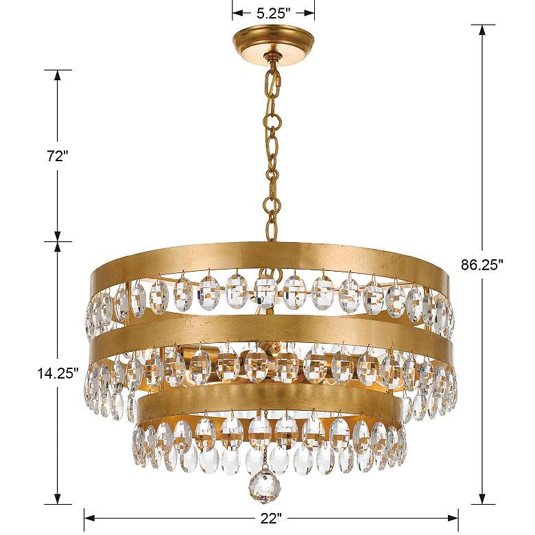Image 5 Crystorama Perla 21 3/4" Tiered Drum Antique Gold Crystal Chandelier more views