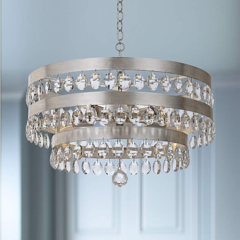 Image 1 Crystorama Perla 21 3/4"W Antique Silver Crystal Chandelier