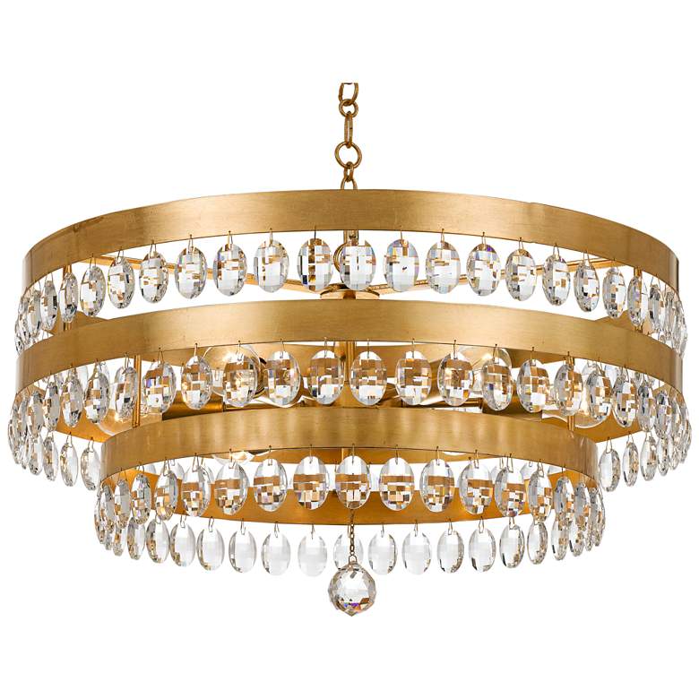 Image 2 Crystorama Perla 26 inchW Antique Gold and Crystal Chandelier