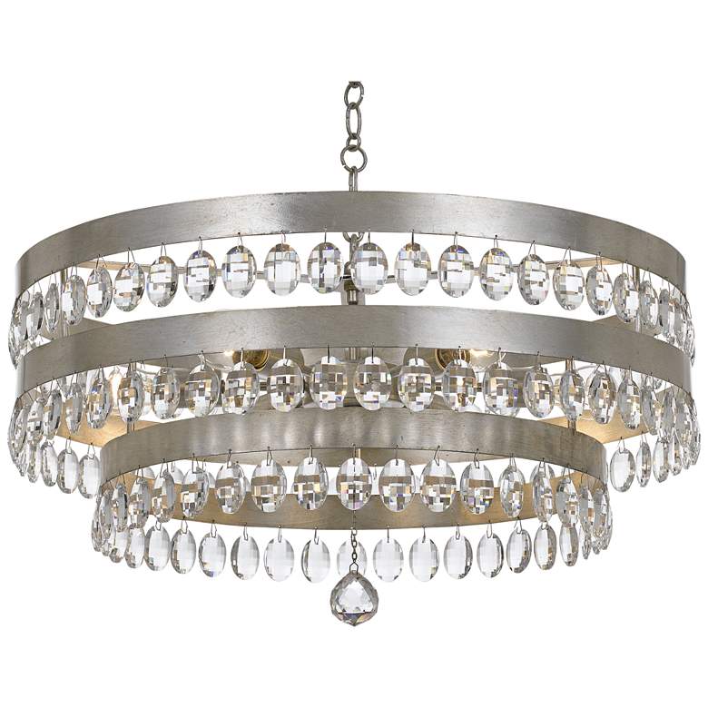 Image 1 Crystorama Perla 26 inchW Antique Silver and Crystal Chandelier