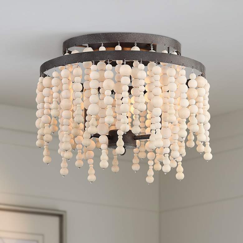Image 1 Crystorama Poppy 15" Wide Forged Bronze Ceiling Light