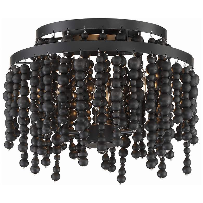 Image 2 Crystorama Poppy 15" Wide Matte Black 3-Light Ceiling Light